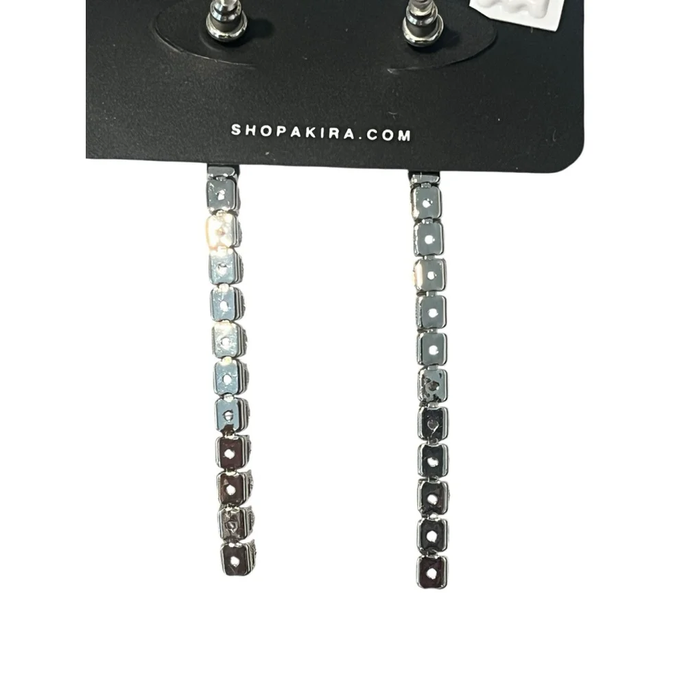 AKIRA Chandelier Drop Earrings Cubic Zirconia 2.5 Inch New - Picture 4 of 5